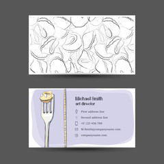 Business card with the image of pasta.
