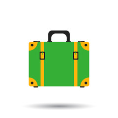 Suitcase flat vector illustration on isolated background. Case for tourism, journey, trip, tour, voyage, summer vacation.