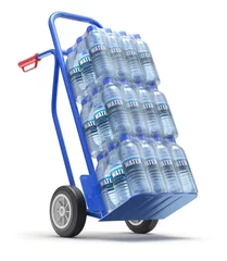 Poster PET packed bottled water on the hand truck © mipan