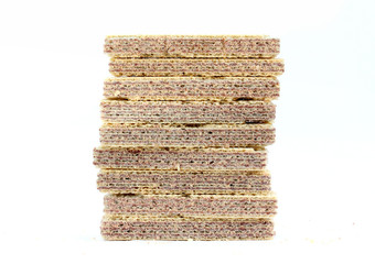 Chocolate wafers on a white