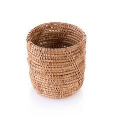 vintage weave wicker basket isolated on white background