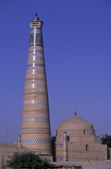 Minaret of Islam Khodja in Khiva Uzbekistan