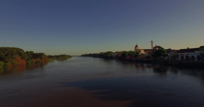 Aerial Mompox Colombia Aerial River Colonial Town