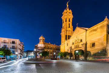 Cathedral in Antequera at night,Spain