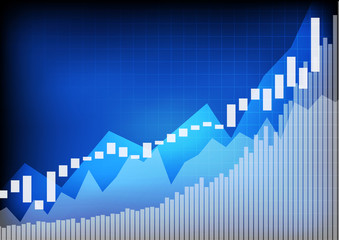 Vector : Increasing Business graph on blue background