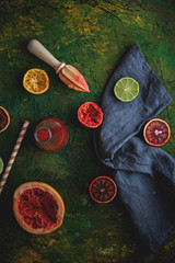 Fresh citrus fruit for juice. Orange, grapefruit, lemon and lime.
