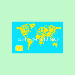 Plastic credit card. Salary plastic card. Vector illustration.