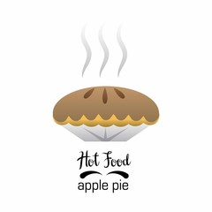 hot apple pie / hot food on white background, vector illustration