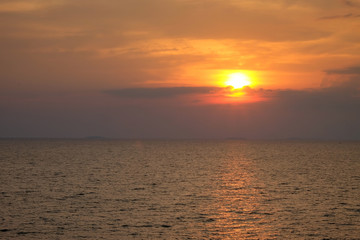 Sunset on the beach, at Chantaburi, Thailand