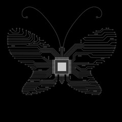 Abstract Butterfly. Electronic circuit butterfly. Vector illustration. Butterfly.