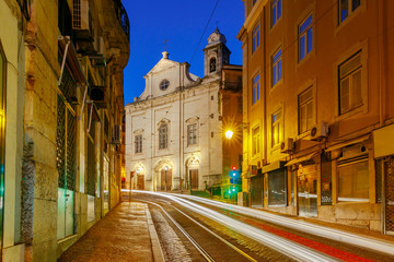 Fototapeta na wymiar Lisbon. Old street at night.