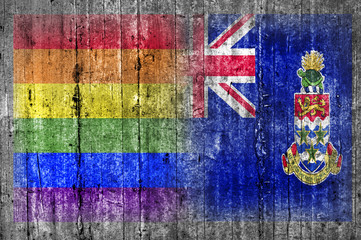 LGBT and Cayman Islands flag on concrete wall
