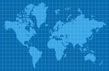 Blue world map. Vector illustration