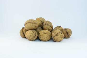 Walnuts isolated on white background