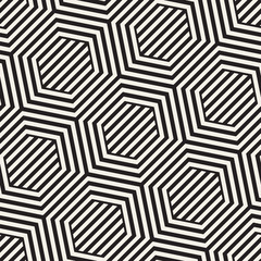 Vector Seamless Pattern. Repeating Lattice Abstract Background. Linear Grid From Striped Hexagonal Elements.