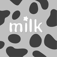 Word milk on a seamless cow texrure