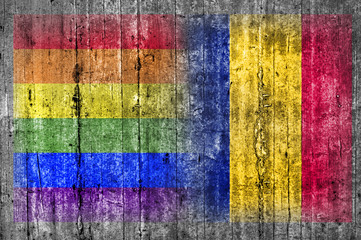 LGBT and Chad flag on concrete wall