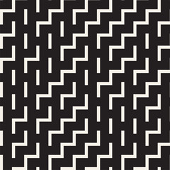 Irregular Maze Shapes Tiling Contemporary Graphic Design. Vector Seamless Black and White Pattern