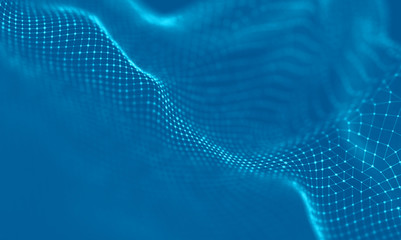 Abstract Blue Geometrical Background . Connection structure. Science background. Futuristic Technology HUD Element . Сonnecting dots and lines . Big data visualization and Business .