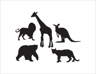 Wild Animals Collection Silhouette Vector