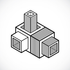 3D engineering vector, abstract shape made using cubes and geometric forms.