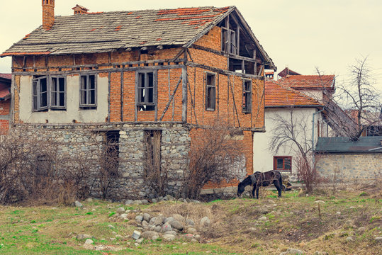 Old house village horse