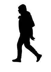 Silhouette of a girl comes with a bag vector