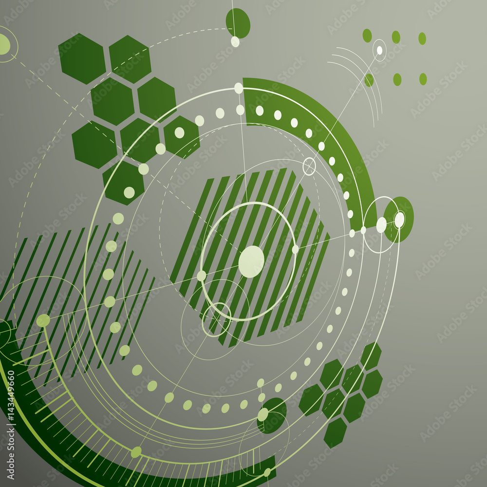 Poster modular bauhaus 3d vector background, created from geometric figures like circles and lines. best fo