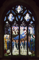 Burne-Jones window showing the nativity scene.