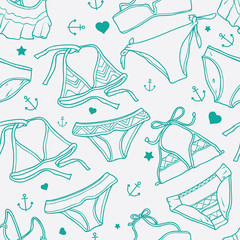 Bikini Outline Seamless Pattern