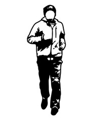 Silhouette of a man on a run vector