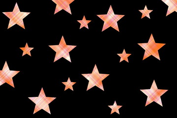 Black background with orange and white checkered stars