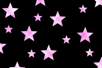 Black background with pink and white checkered stars