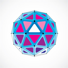 3d vector low poly spherical object with black connected lines and dots, geometric blue wireframe shape. Perspective orb created with triangular facets.