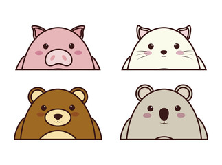 kawaii animals icon over white background. colorful design. vector illustration