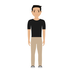 happy man standing and wearing casual clothes, cartoon icon over white background. colorful design. vector illustration
