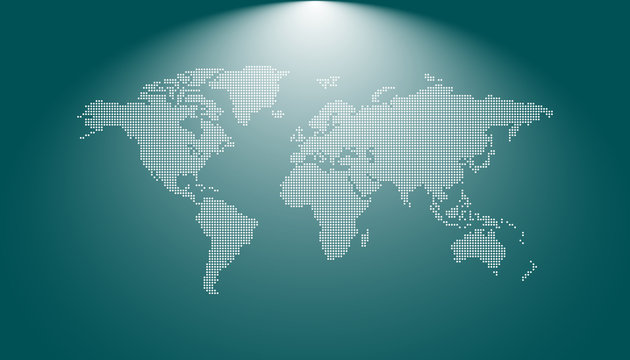 Dotted blank world map. World map vector template for website, infographics, design.