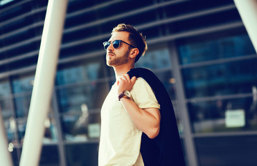 fashionable man in urban setting