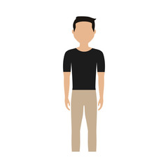 man standing and wearing casual clothes, cartoon icon over white background. colorful design. vector illustration