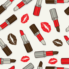 Seamless Lipstick Illustration Background Pattern in Vector