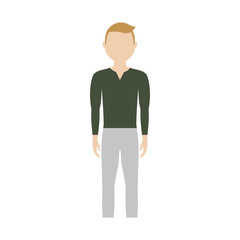man standing and wearing casual clothes, cartoon icon over white background. colorful design. vector illustration