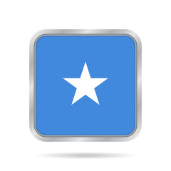 flag of Somalia, shiny metallic gray square button