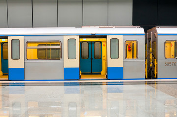 Subway train at metro station