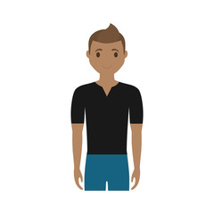 happy man standing and wearing casual clothes, cartoon icon over white background. colorful design. vector illustration