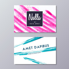 Abstract watercolor and acrylic dynamic textured hand drawn lines with logo examples for business cards