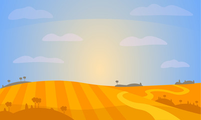 Landscape with field. vector illustration.