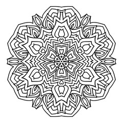 Mandala. Black and white decorative element. Picture for coloring. Abstract circular ornament.