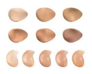 Color Shades Palette For Foundation Make Up. Isolated On White Background.