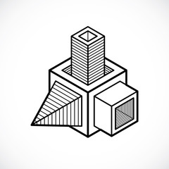 Vector abstract 3d geometric shape, polygonal figure.