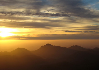 Dawn in the mountains, sunrise in Sinai